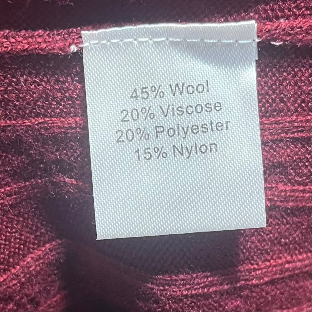 Kallspin Wool Blend Cable Knit Cardigan Sweater XL V-Neck Maroon Grandpa Preppy - Picture 8 of 9